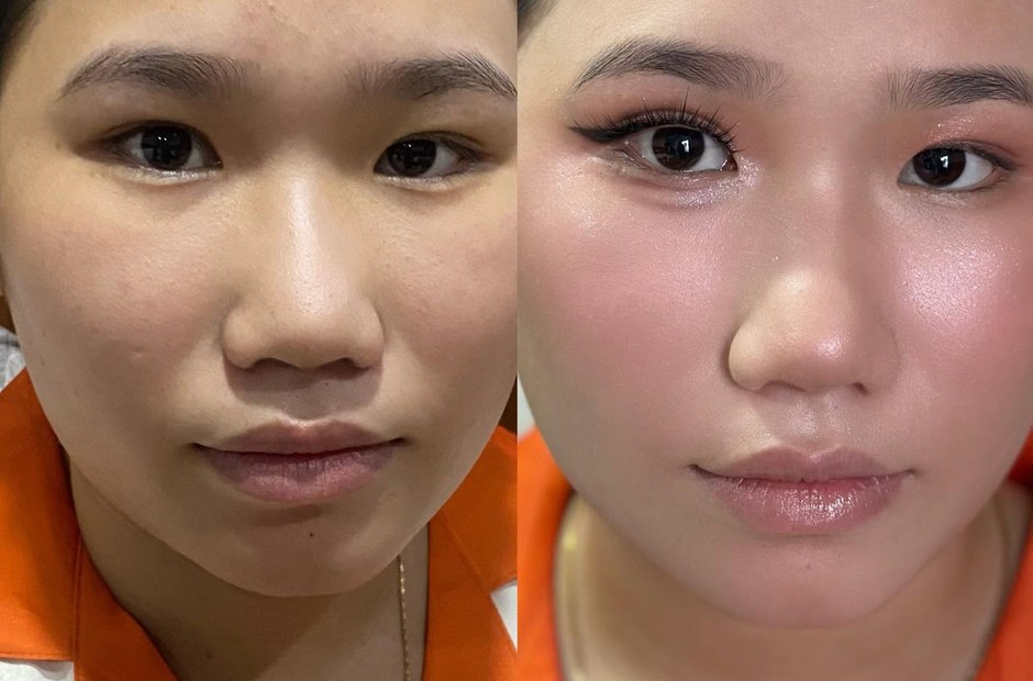 Ảnh thật trước và sau khi trang điểm tại Kiều Min