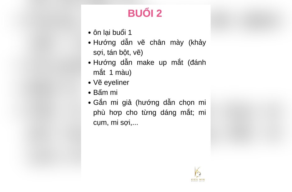 Giáo trình buổi 2 có phần vẽ chân mày