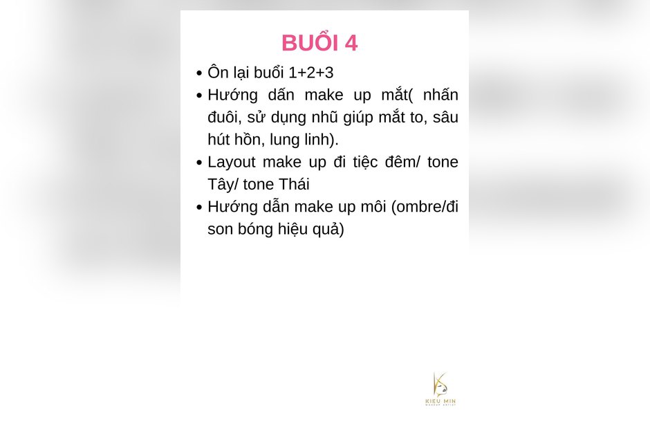 Giáo trình buổi 4 có phần trang điểm mắt nhấn đuôi