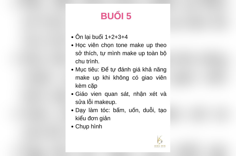 Giáo trình buổi 5: học viên tự làm, giáo viên nhận xét và sửa
