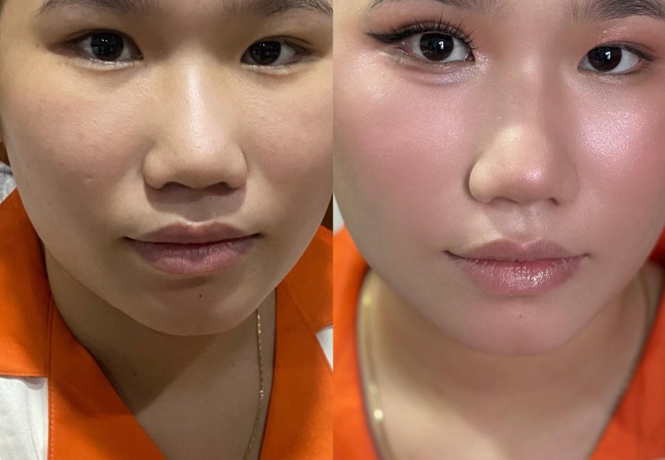 Ảnh trước và sau của một học viên khóa trang điểm cá nhân
